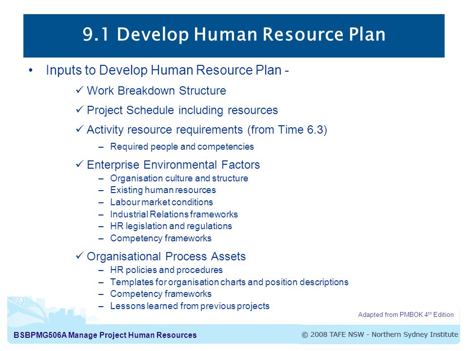 Project Resource Plan: Example and Explanation